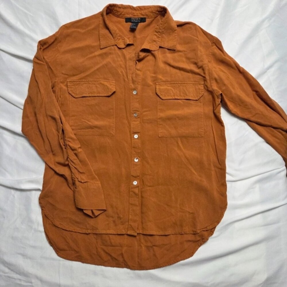 Forever 21 Utility Button Down High-Low Tunic Shirt L